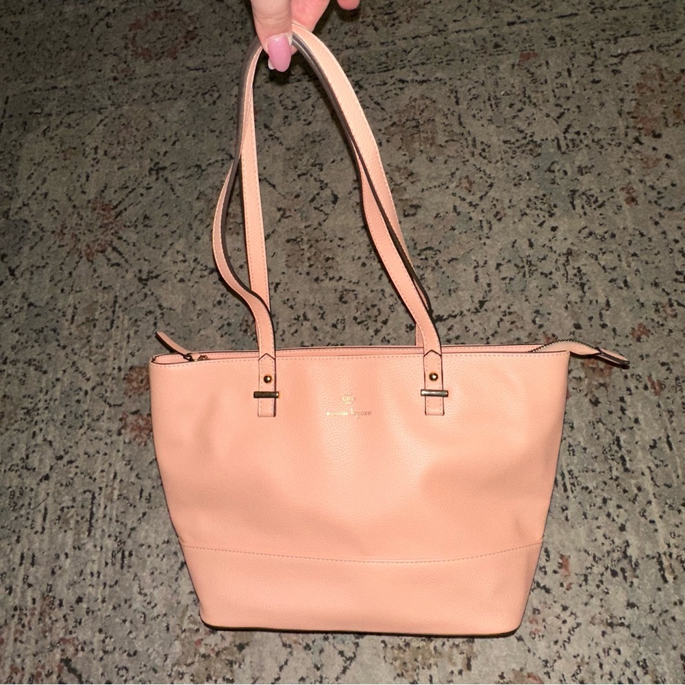 Peach Leather Tote Bag